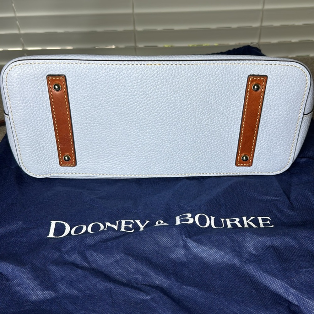 Dooney & Bourke Carter Domed Satchel in Pebble Grain Leather Light Lavender/Blue - Picture 5 of 12